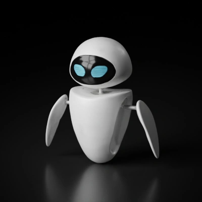 Robot with sleek, minimalist design, humanoid features.