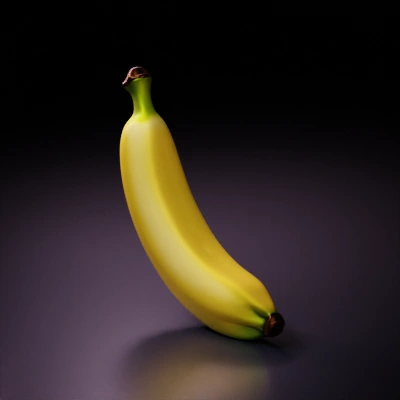 Realistic ripe banana, single fruit.