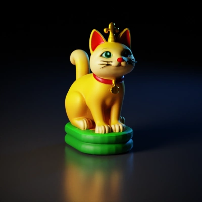 cartoon cat figurine with crown.