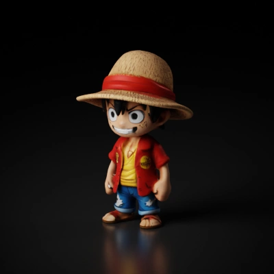 Brave adventurer with straw hat, anime character.