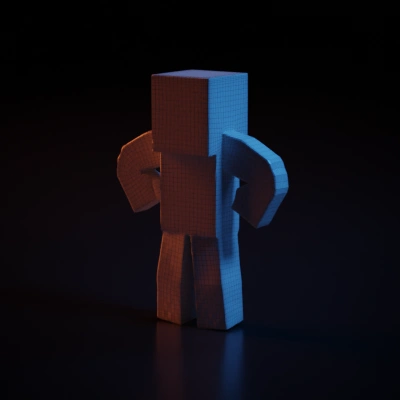 Minecraft-style character, blocky 3D model.