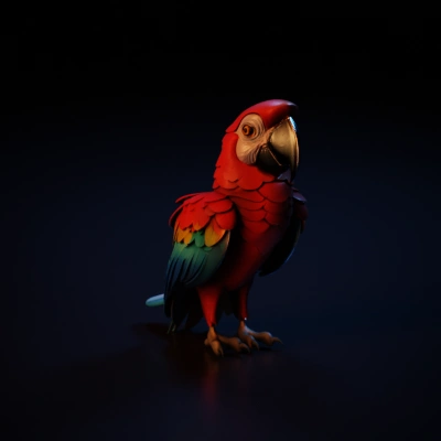 Colorful parrot with red body. fibra
