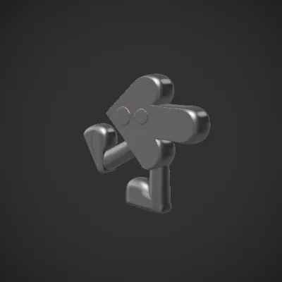 Cartoon character in dynamic pose. character, simple geometry, smooth edges.