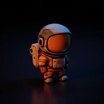 Cartoon astronaut, whimsical style, space exploration theme.