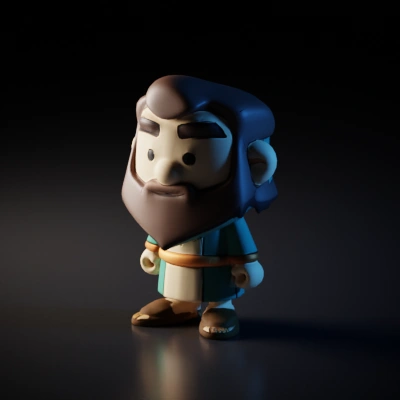 Cartoon-style bearded man in traditional attire, animated character.