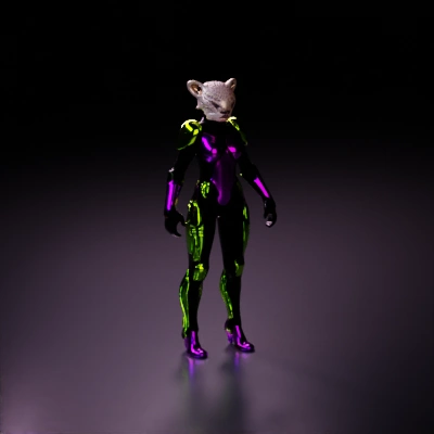 Cheetah humanoid character in futuristic armor.