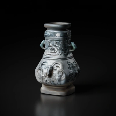 Ancient ornamental vase with intricate patterns.