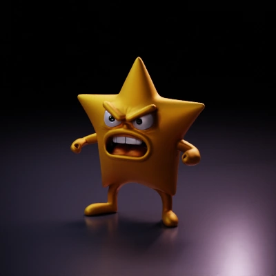 Angry star-shaped character with humanoid features.