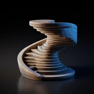 spiral stone staircase.