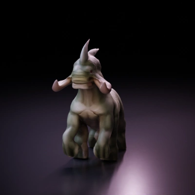 Four-legged mythical creature with tusks.