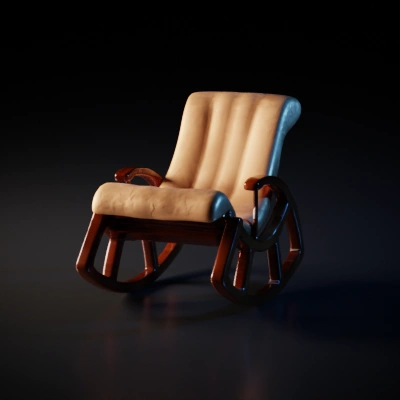 Modern rocking chair with curved handles.
