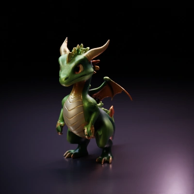 Cute cartoon dragon with small wings.