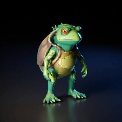Turtle humanoid, anthropomorphic, muscle structure.