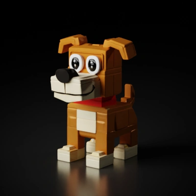 A LEGO-style cartoon dog figure.