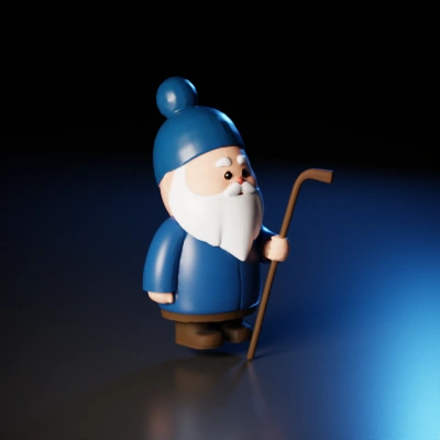 Cartoon elderly man with cane.