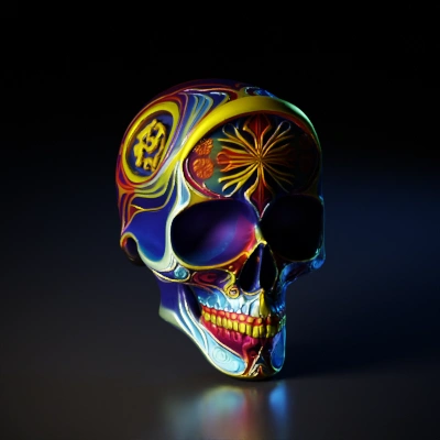 colorful decorative skull design.