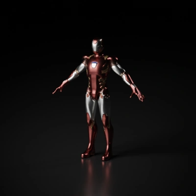 Metallic humanoid robot with armor plating, technological design.