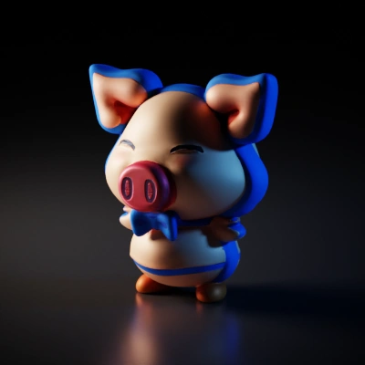 Cute chibi pig character with a bow tie.