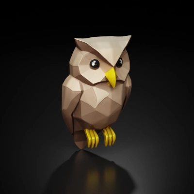 low-poly owl sculpture.