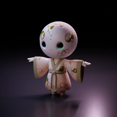 Cute humanoid golem in a robe.