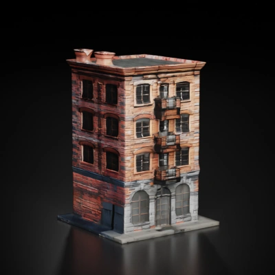 Classic brick apartment building with balconies.