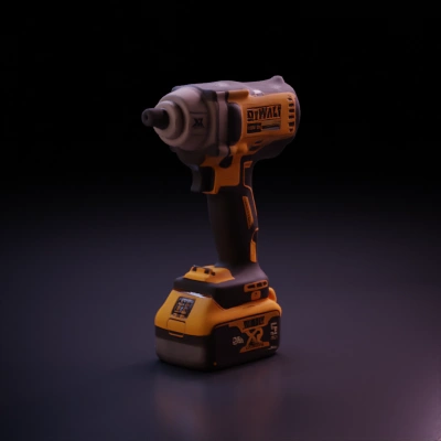 Cordless power drill, compact design, robust appearance.