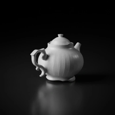 Decorative porcelain teapot, two distinct artistic designs.