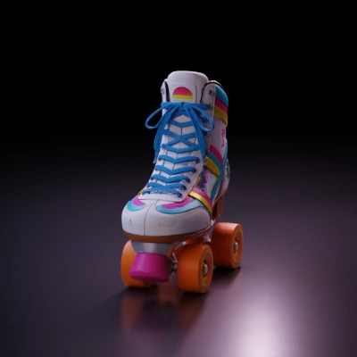 Colorful roller skate with wheels.