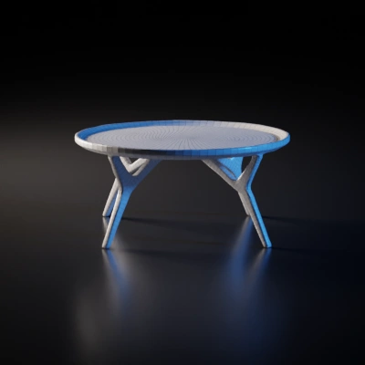 Oval wooden coffee table, mid-century modern design.