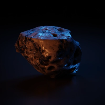 Rocky asteroid, cratered surface.
