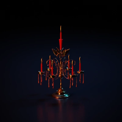 Candelabra with elaborate butterfly design, candle holder, ornate structure.
