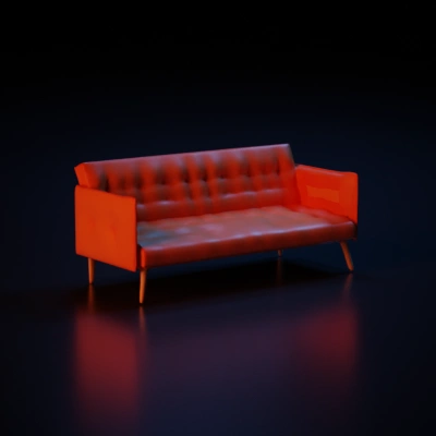 Modern minimalist sofa with wooden legs.