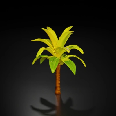 Banana tree with leaves and fruits.