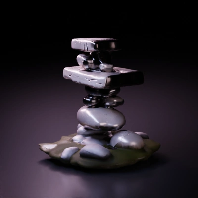Stacked stones in balance, relaxing scene.