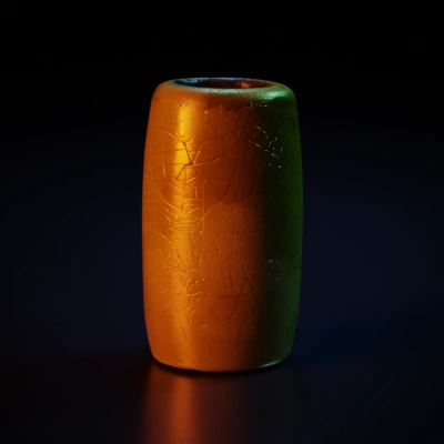 Tall cylindrical vase with cracked texture.