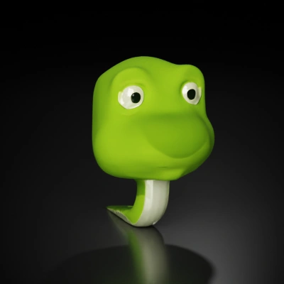 Cartoon dinosaur head, surprised expression.