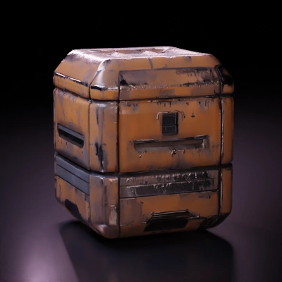 Futuristic storage crate with detailed panels.