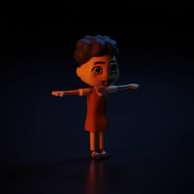 Cartoon girl character in school uniform.
