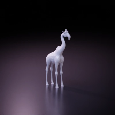 Giraffe with whimsical, artistic design.