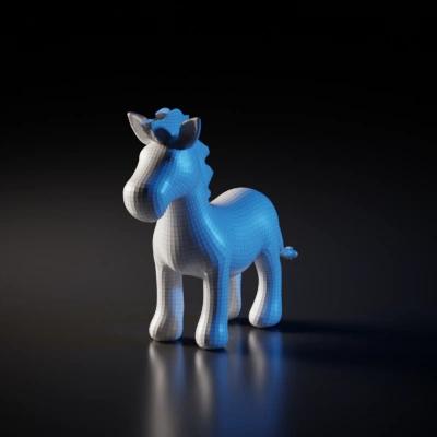Stuffed zebra toy, plush. symmetric geometry. character. smooth edges. simple geometry. game-ready.
