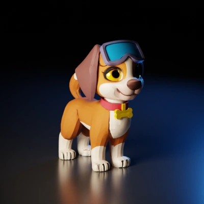 cartoon dog wearing goggles.