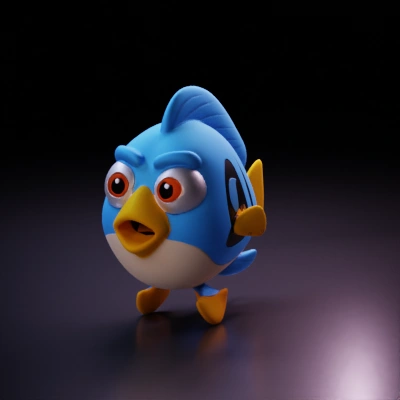 Cute animated fish character.