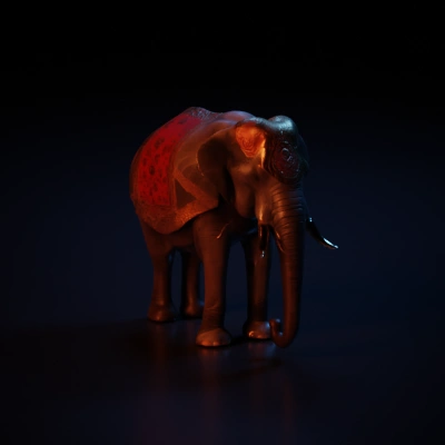 Elephant adorned with traditional decorative garments.