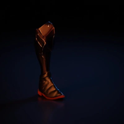 Medieval Armored boot with dark fantasy design.