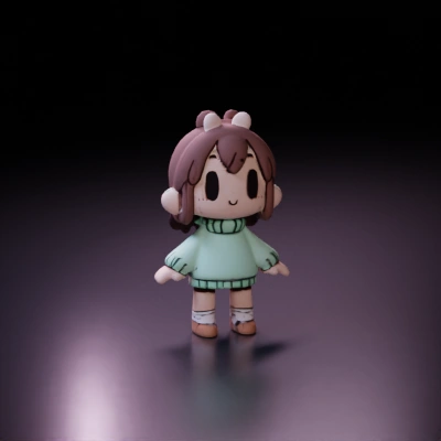Cartoon girl with a sweater and boots.
