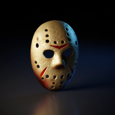 Hockey mask with ventilation holes.