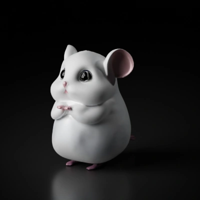 Adorable anthropomorphic mouse, large eyes, fluffy cheeks.