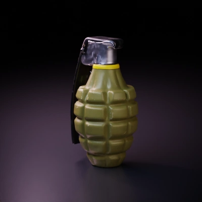 Hand grenade, safety pin and lever.