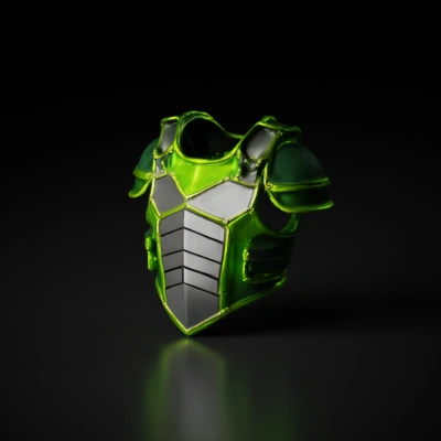 Armored chest plate with segmented design.