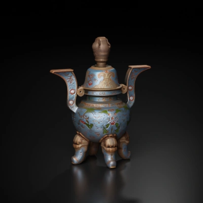 ornate antique vase with dragon handles.